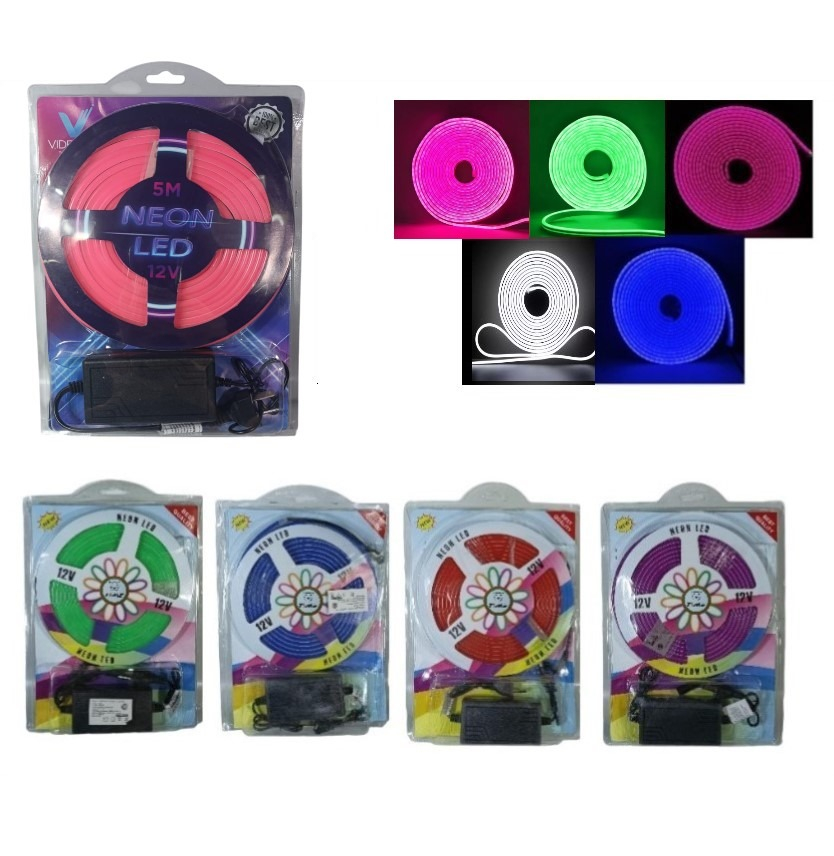 Neon 5 metros 12 V con Fuente Blanco Cálido