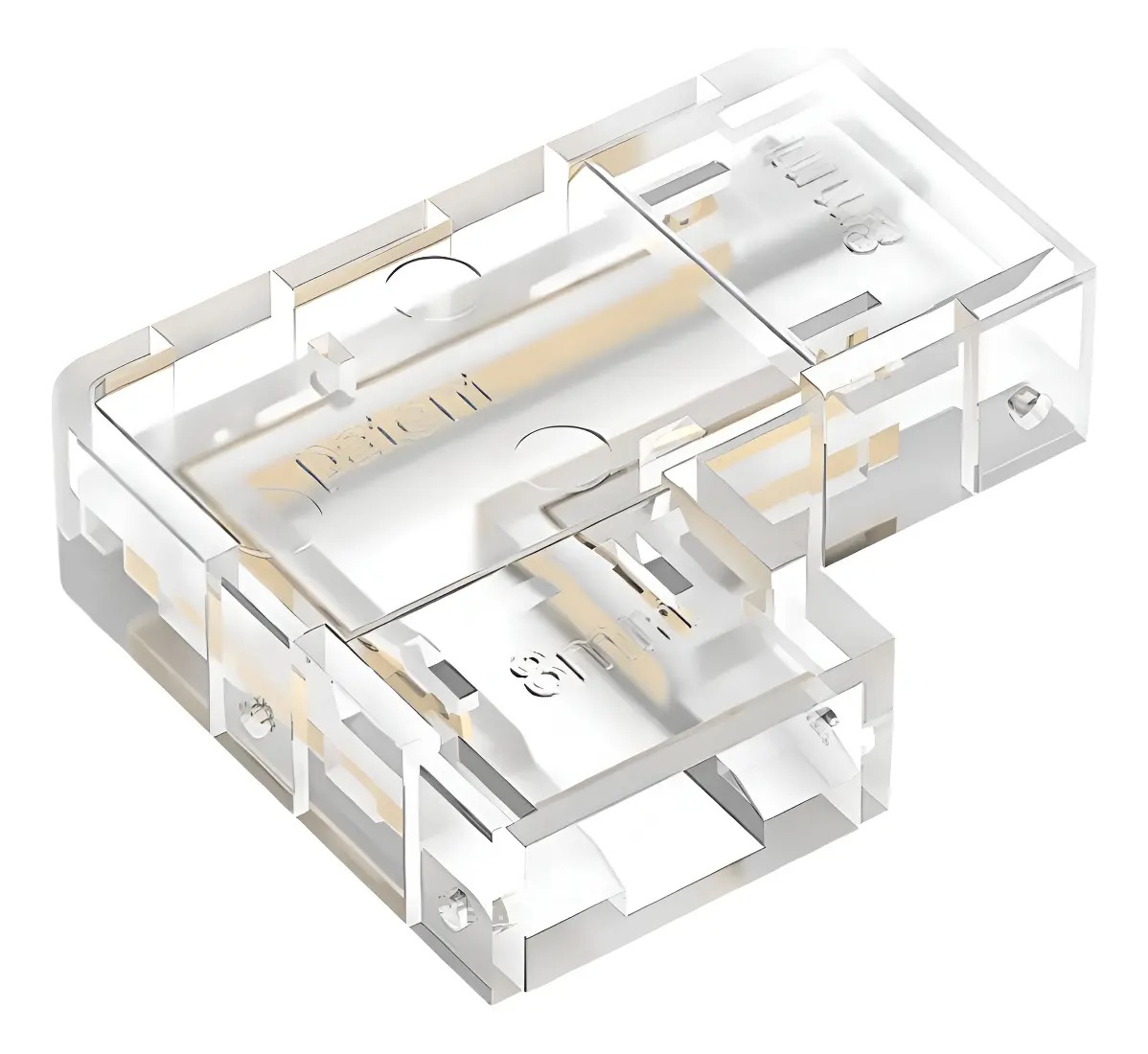 conector transparente de 90°